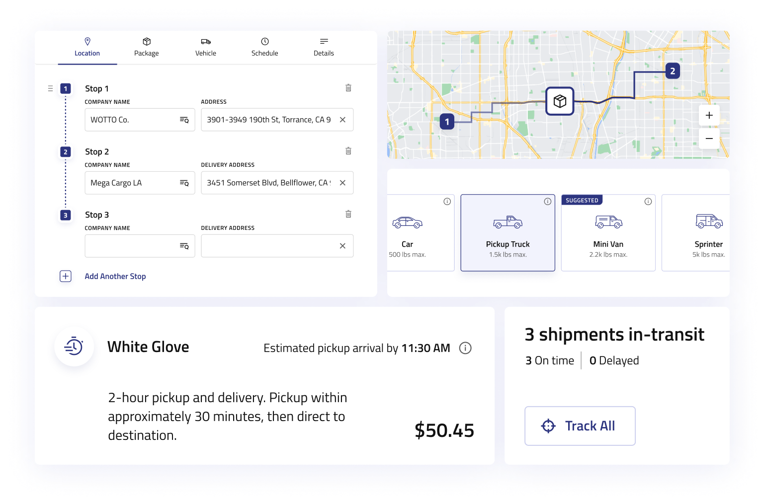 Jet Delivery's advanced online shipping and tracking in action