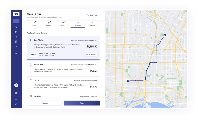 Instantly check delivery rates and transit times with consistent pricing